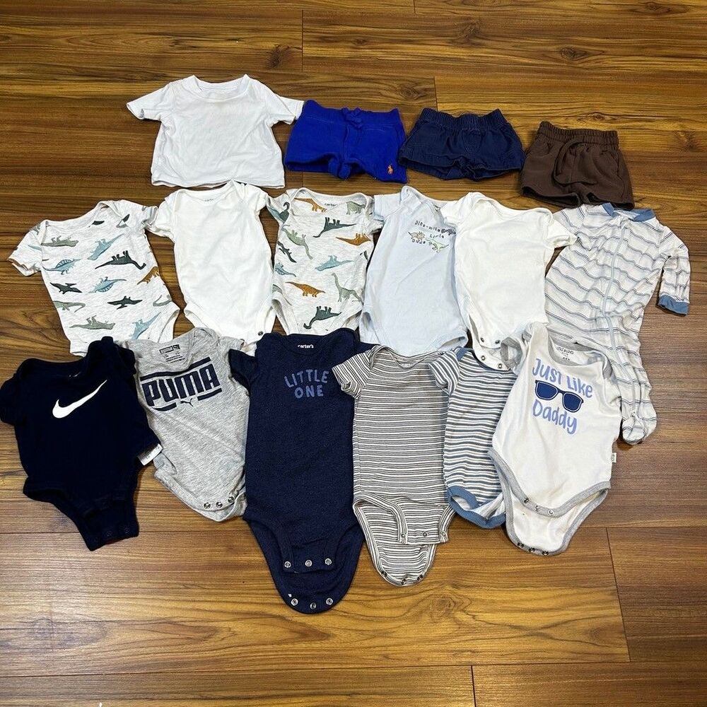 Baby Boys Clothing Lot 6-9 Months Carters Nike Puma Polo Ralph Lauren 16 Pieces
